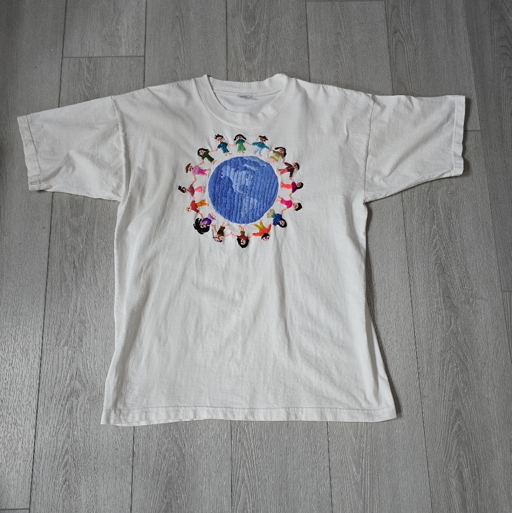 Vintage World Children Hand Loom Woven T-shirt Size Large